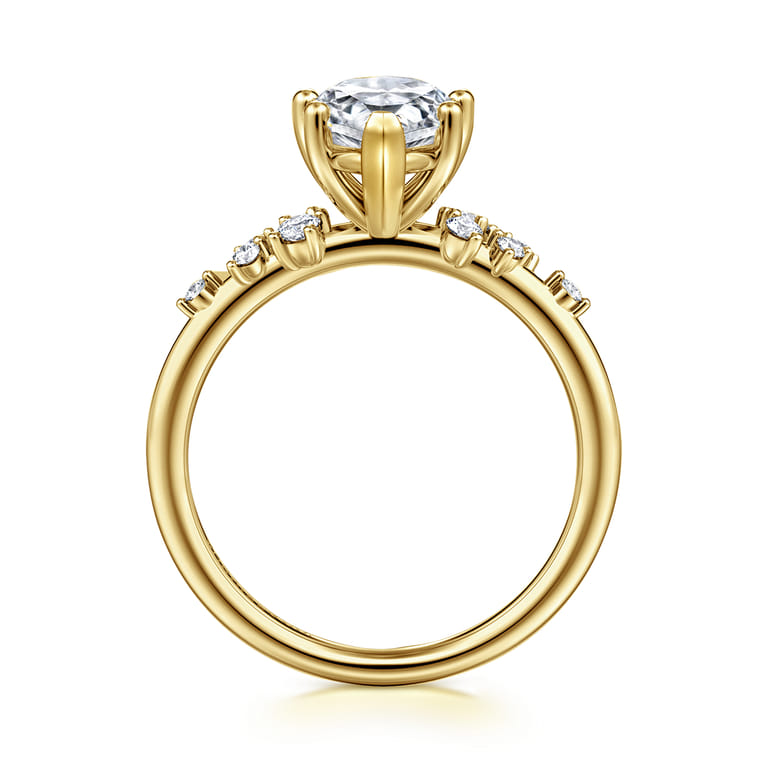 Reena - 14K Yellow Gold 6 Prong Pear Shape Diamond Engagement Ring - 0.18 ct - Shot 2