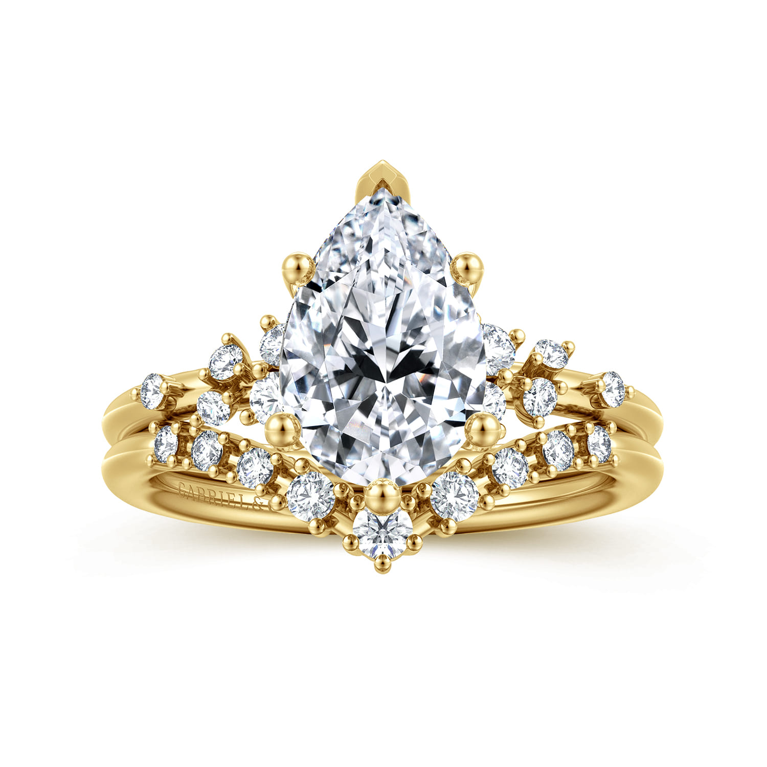 Reena - 14K Yellow Gold 6 Prong Pear Shape Diamond Engagement Ring - 0.18 ct - Shot 4