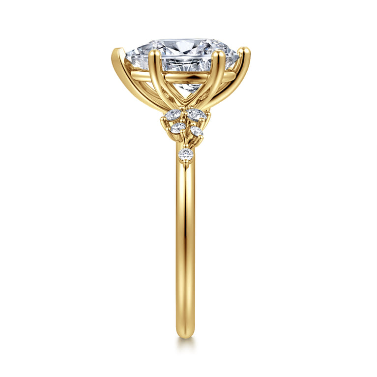 Reena - 14K Yellow Gold 6 Prong Pear Shape Diamond Engagement Ring - 0.18 ct - Shot 5