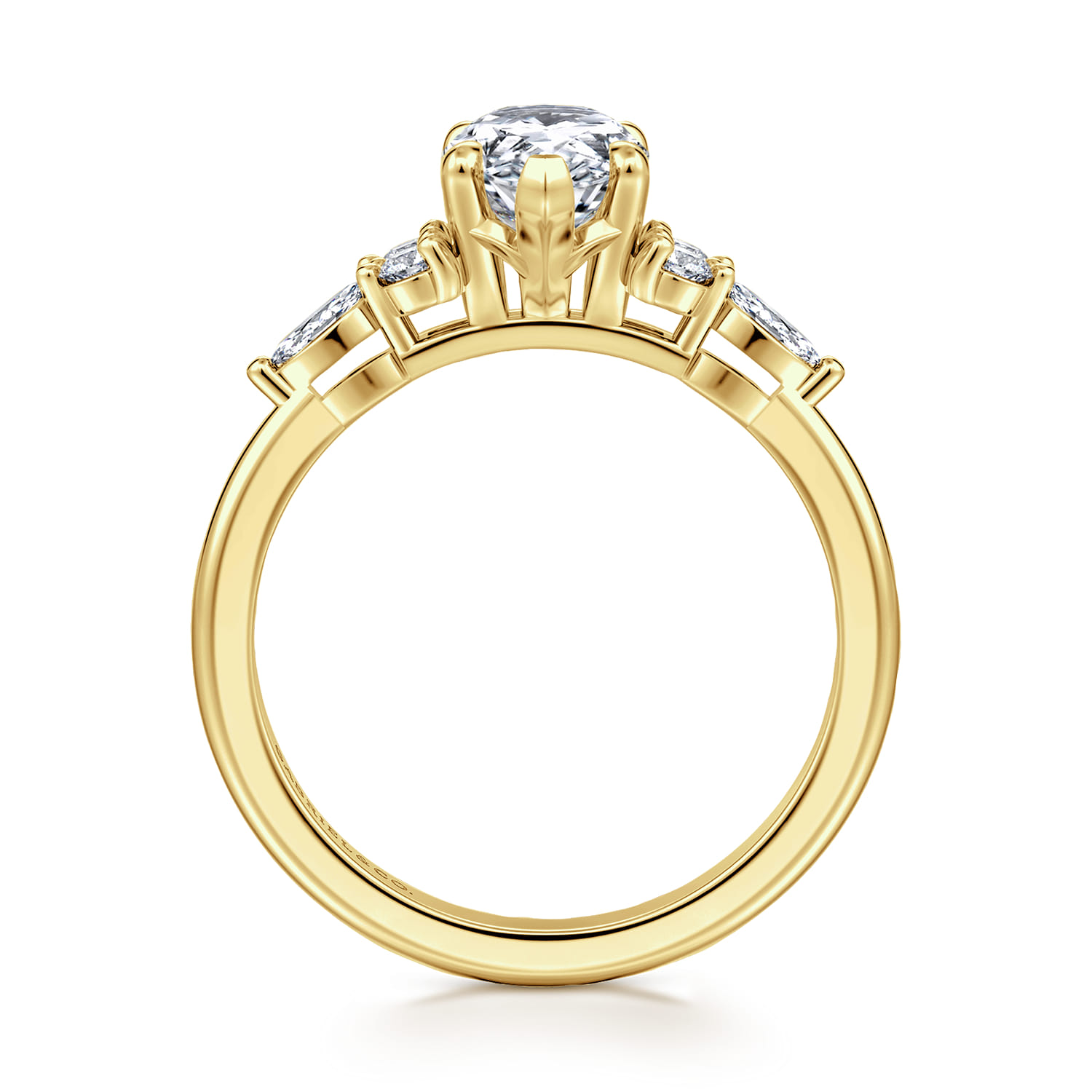 Avah - 14K Yellow Gold Pear Shape Diamond Cluster Engagement Ring - 0.28 ct - Shot 2