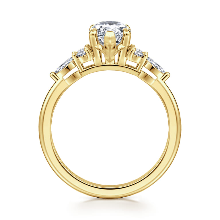 Avah - 14K Yellow Gold Pear Shape Diamond Cluster Engagement Ring - 0.28 ct - Shot 2