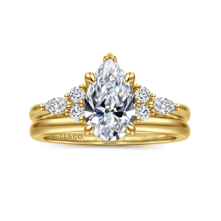 Avah - 14K Yellow Gold Pear Shape Diamond Cluster Engagement Ring - 0.28 ct - Shot 4