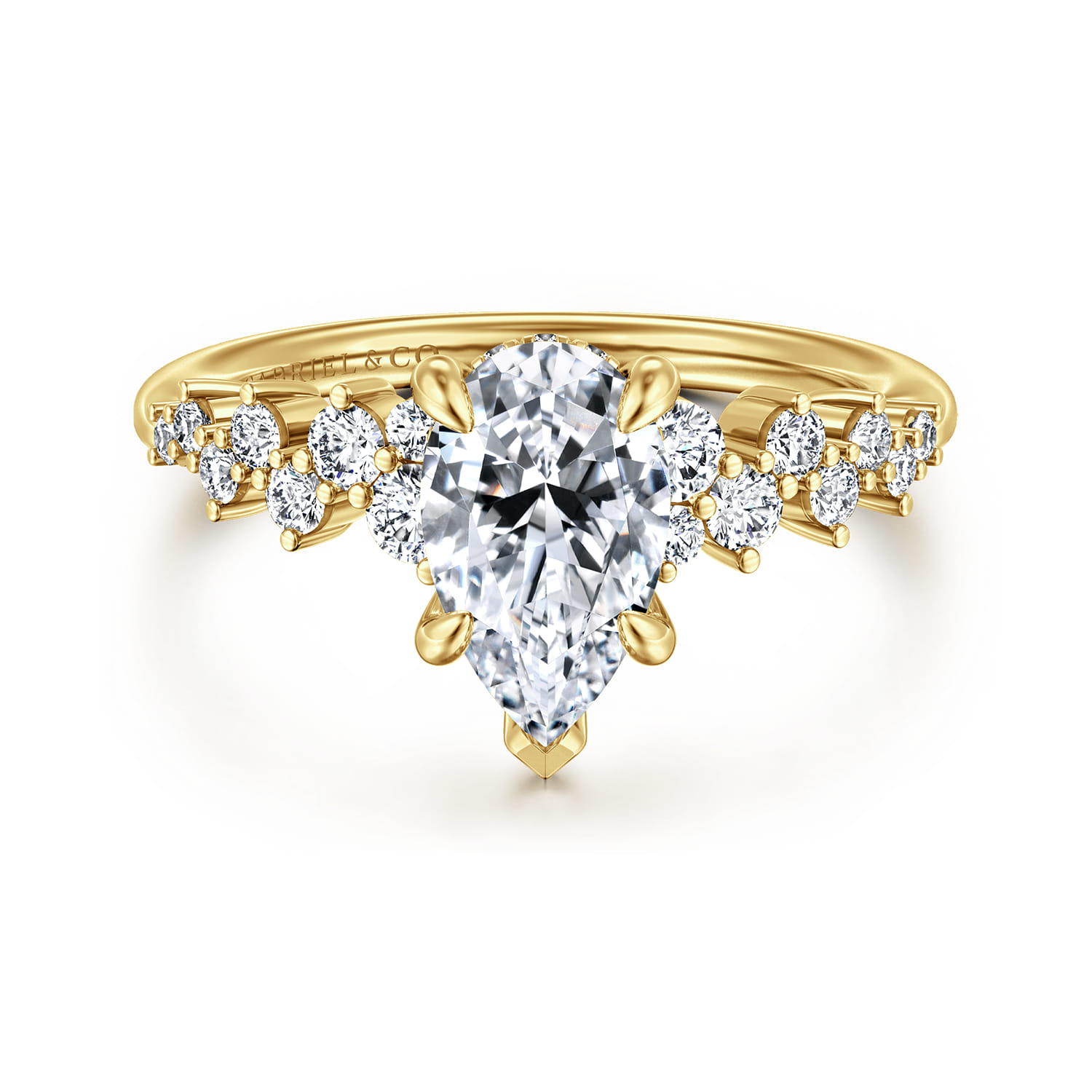 Cove - 14K Yellow Gold Pear Shape Diamond Engagement Ring - 0.45 ct - Shot 1