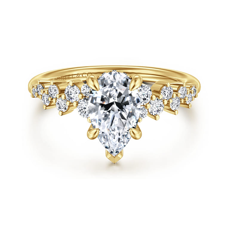 Cove - 14K Yellow Gold Pear Shape Diamond Engagement Ring - 0.45 ct - Shot 1
