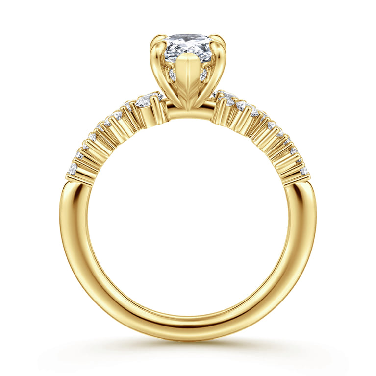 Cove - 14K Yellow Gold Pear Shape Diamond Engagement Ring - 0.45 ct - Shot 2