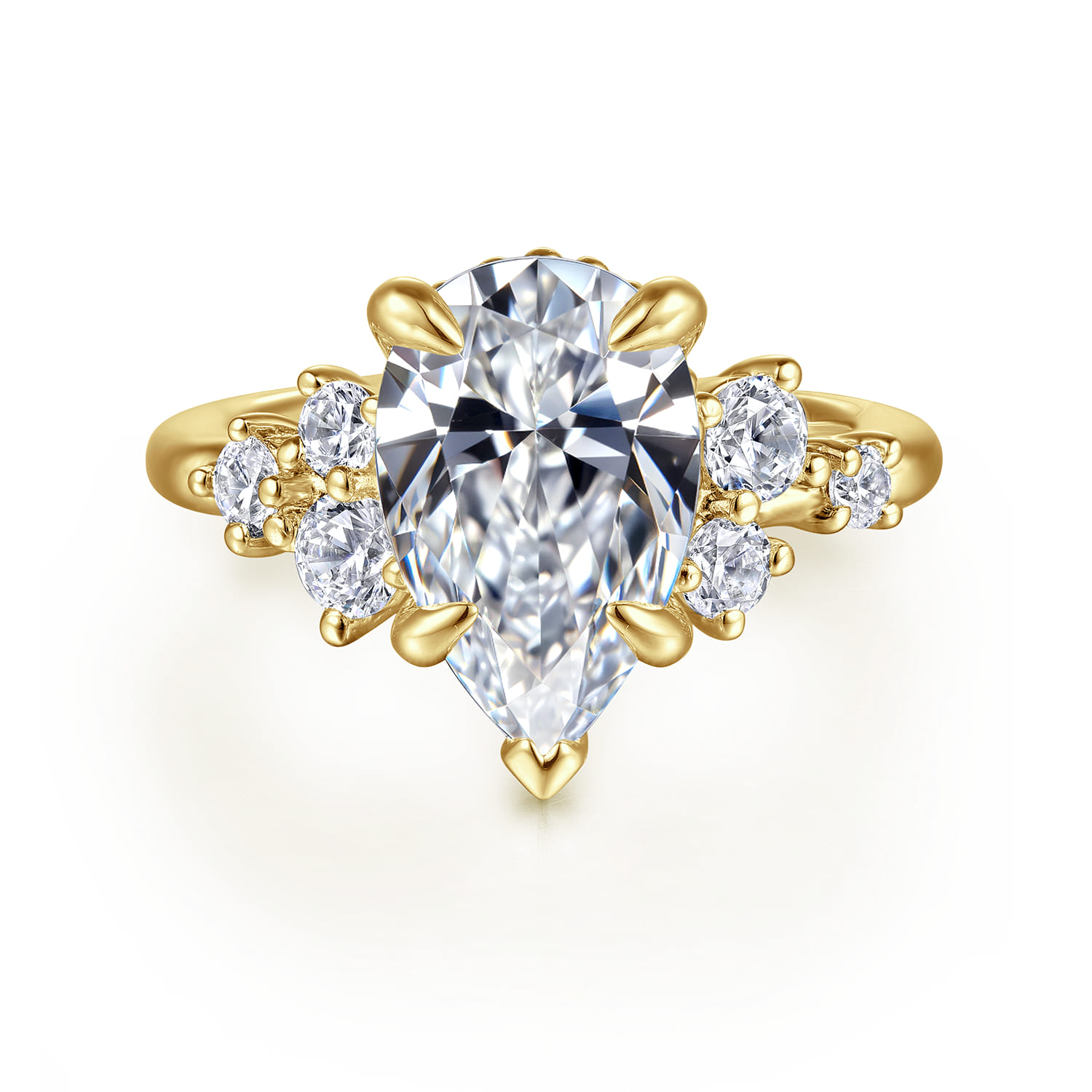 Alexa - 14K Yellow Gold Pear Shape Diamond Engagement Ring - 0.5 ct - Shot 1