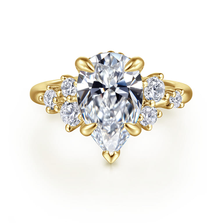 Alexa - 14K Yellow Gold Pear Shape Diamond Engagement Ring - 0.5 ct - Shot 1