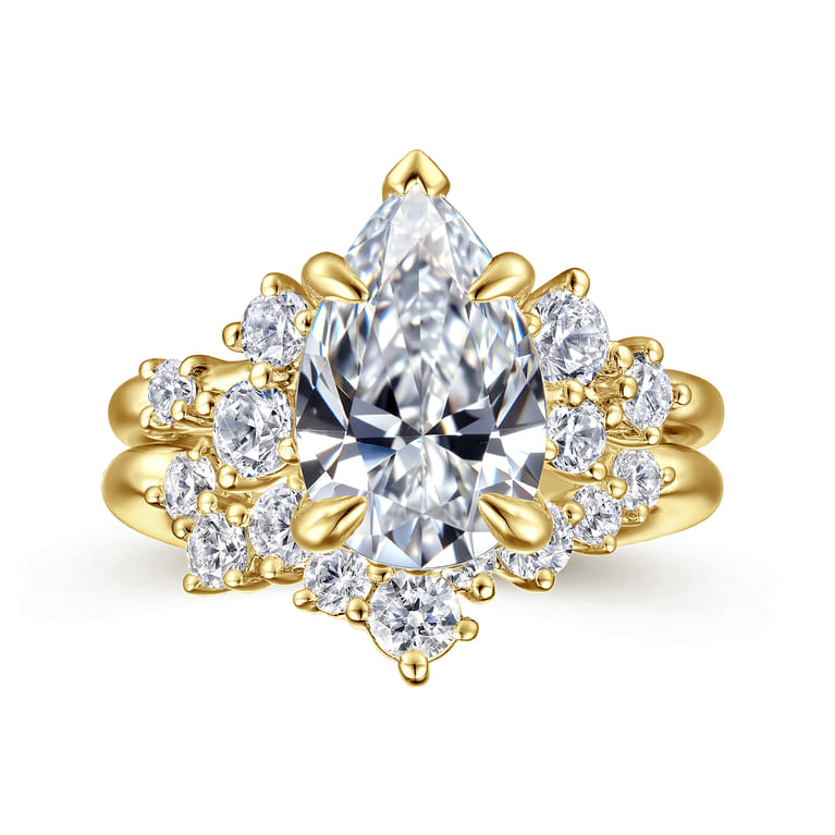 Alexa - 14K Yellow Gold Pear Shape Diamond Engagement Ring - 0.5 ct - Shot 4