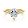 Arletta - 14K Yellow Gold 5 Prong Pear Shape Diamond Engagement Ring - 0.18 ct