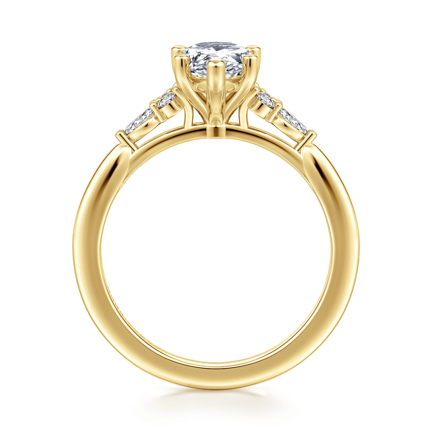 Arletta - 14K Yellow Gold 5 Prong Pear Shape Diamond Engagement Ring - 0.18 ct - Shot 2