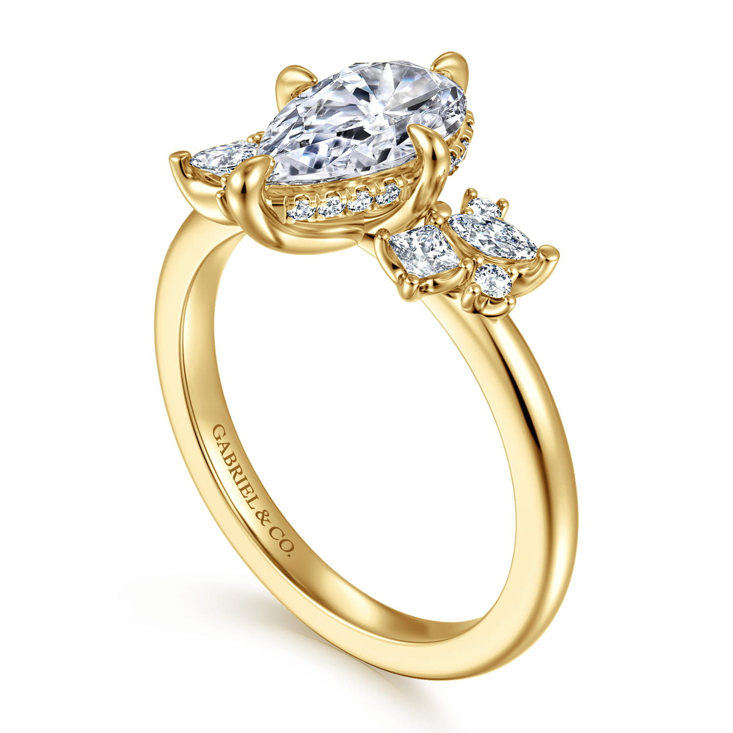 Cicely - 14K Yellow Gold Pear Shape Diamond Engagement Ring - 0.3 ct - Shot 3