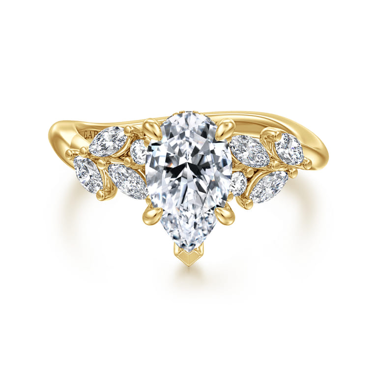 Collette - 14K Yellow Gold Pear Shape Diamond Engagement Ring - 0.5 ct - Shot 1