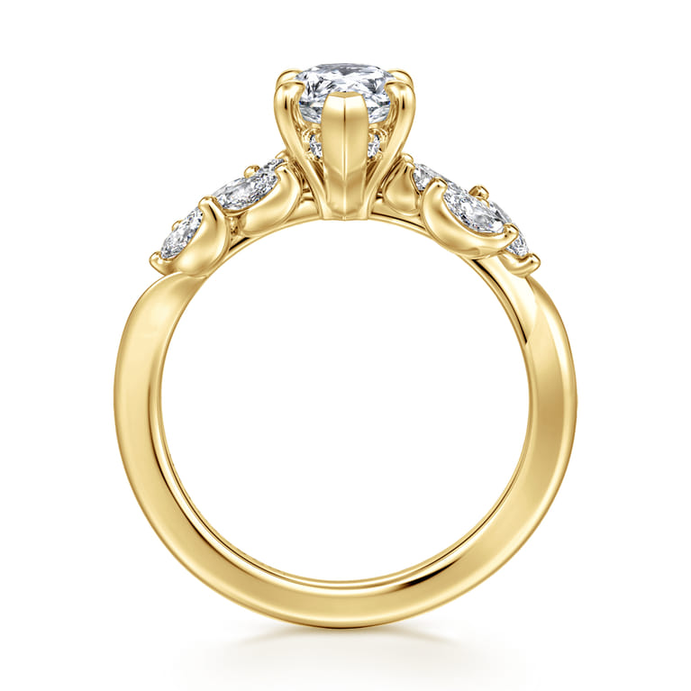 Collette - 14K Yellow Gold Pear Shape Diamond Engagement Ring - 0.5 ct - Shot 2