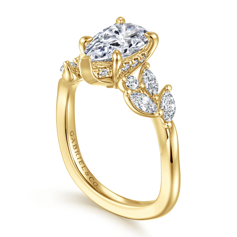 Collette - 14K Yellow Gold Pear Shape Diamond Engagement Ring - 0.5 ct - Shot 3