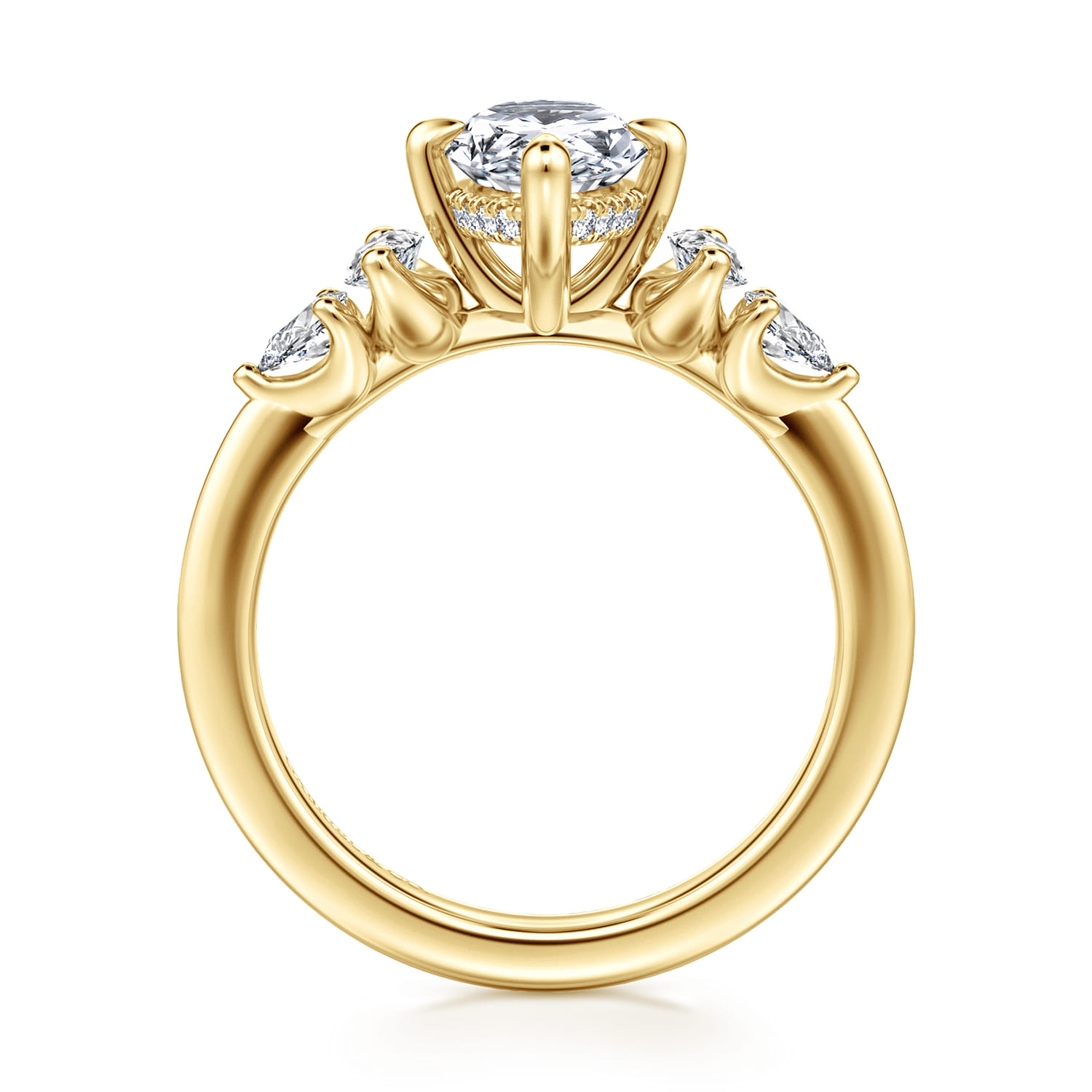 Colton - 14K Yellow Gold Compass Prong Pear Shape Diamond Engagement Ring - 0.5 ct - Shot 2
