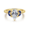 Dani - 14K Yellow Gold Pear Shape Diamond and Sapphire Engagement Ring - 0.4 ct