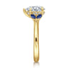 Dani - 14K Yellow Gold Pear Shape Diamond and Sapphire Engagement Ring - 0.4 ct