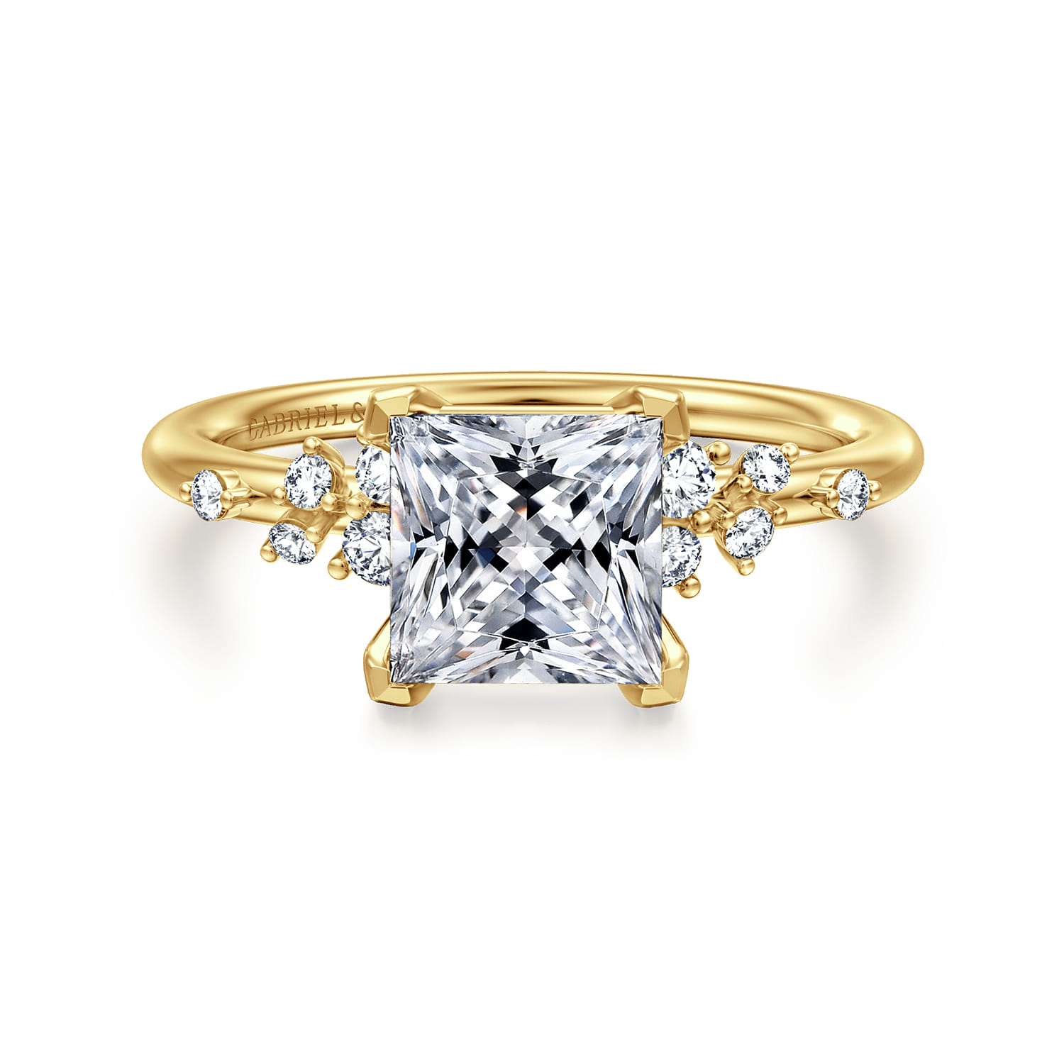 Reena - 14K Yellow Gold Princess Cut Diamond Engagement Ring - 0.18 ct - Shot 1