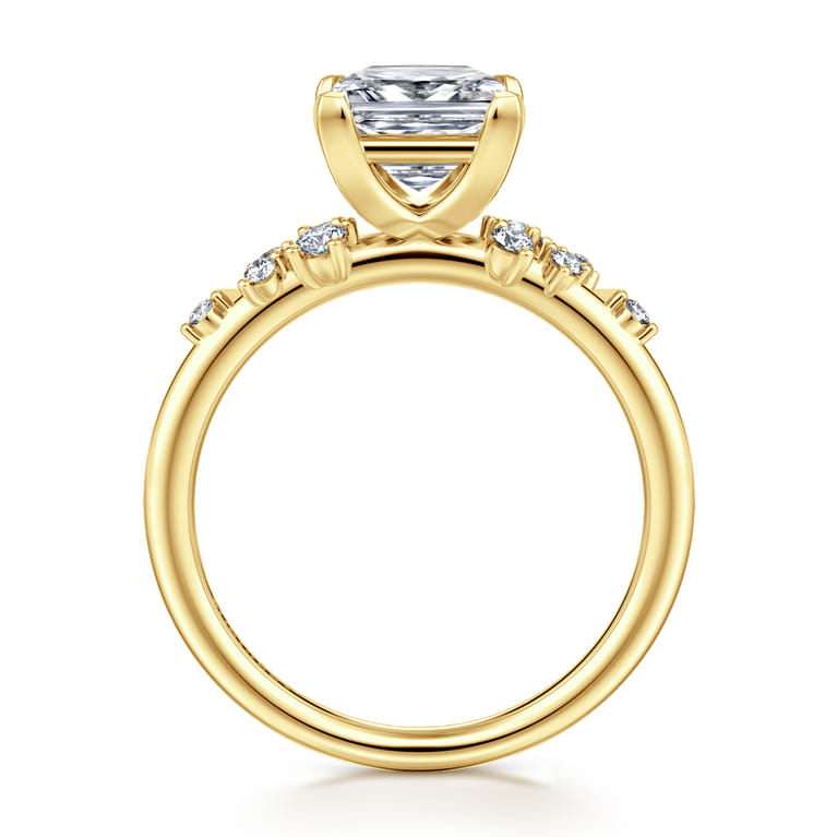 Reena - 14K Yellow Gold Princess Cut Diamond Engagement Ring - 0.18 ct - Shot 2