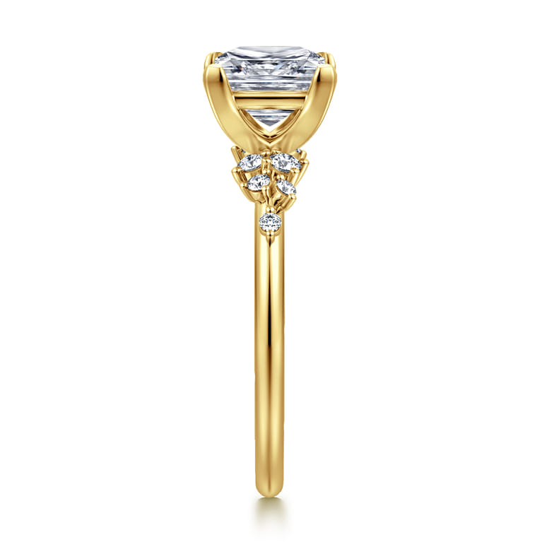 Reena - 14K Yellow Gold Princess Cut Diamond Engagement Ring - 0.18 ct - Shot 4