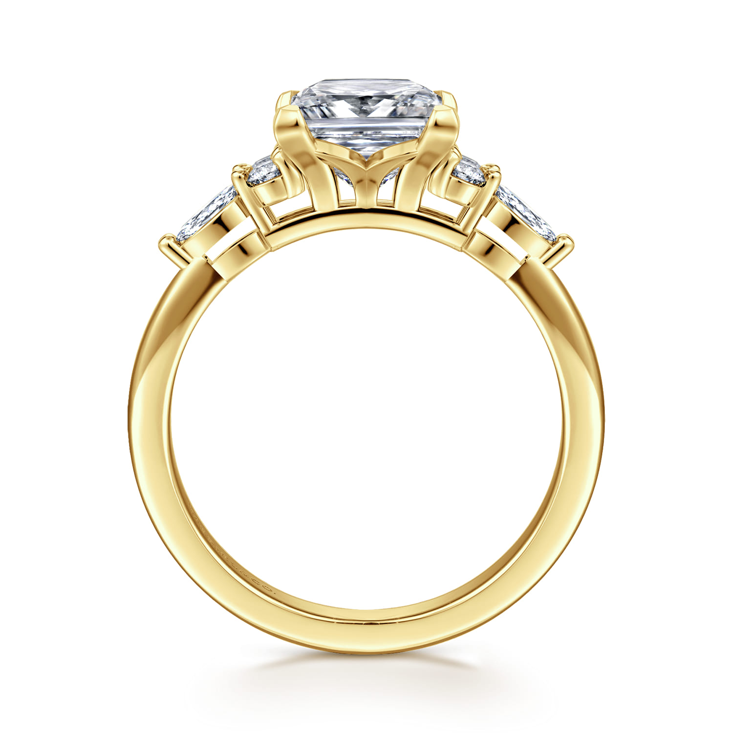 Avah - 14K Yellow Gold Princess Cut Diamond Cluster Engagement Ring - 0.28 ct - Shot 2
