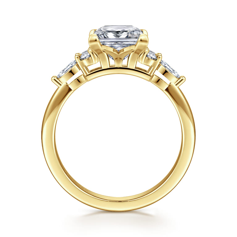 Avah - 14K Yellow Gold Princess Cut Diamond Cluster Engagement Ring - 0.28 ct - Shot 2