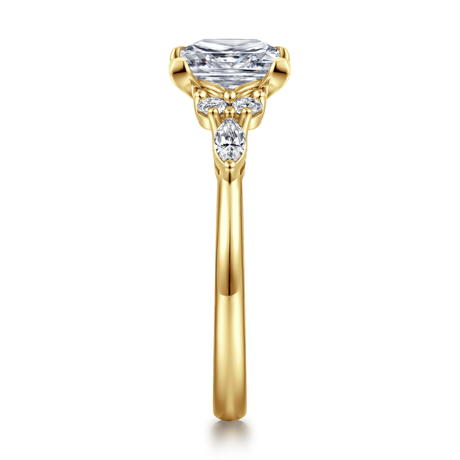 Avah - 14K Yellow Gold Princess Cut Diamond Cluster Engagement Ring - 0.28 ct - Shot 4