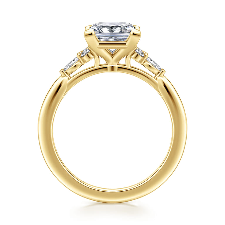 Arletta - 14K Yellow Gold Princess Cut Diamond Engagement Ring - 0.18 ct - Shot 2
