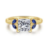 Dani - 14K Yellow Gold Princess Cut Diamond and Sapphire Engagement Ring - 0.4 ct