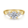 Melia - 14K Yellow Gold Three Stone Cluster Diamond Engagement Ring - 0.25 ct