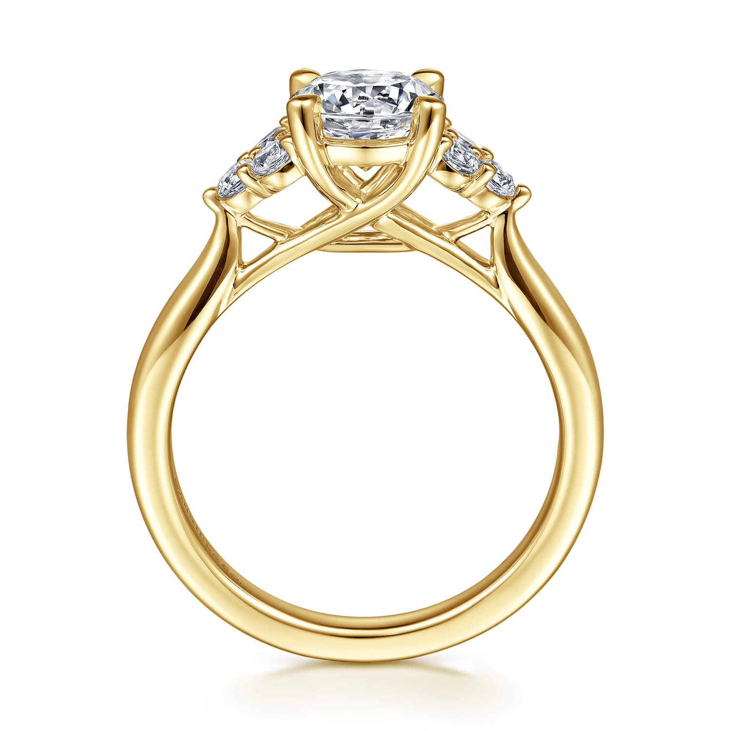 Melia - 14K Yellow Gold Three Stone Cluster Diamond Engagement Ring - 0.25 ct - Shot 2