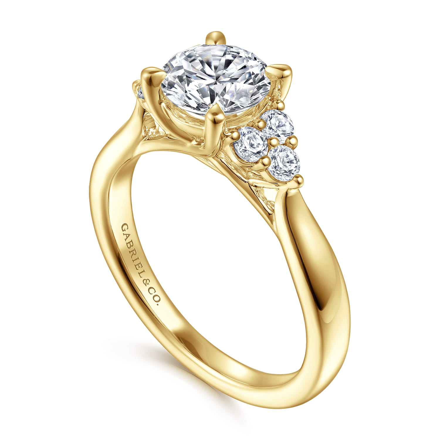 Melia - 14K Yellow Gold Three Stone Cluster Diamond Engagement Ring - 0.25 ct - Shot 3