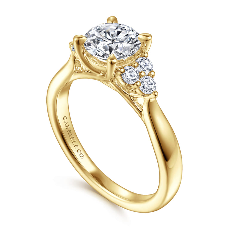 Melia - 14K Yellow Gold Three Stone Cluster Diamond Engagement Ring - 0.25 ct - Shot 3