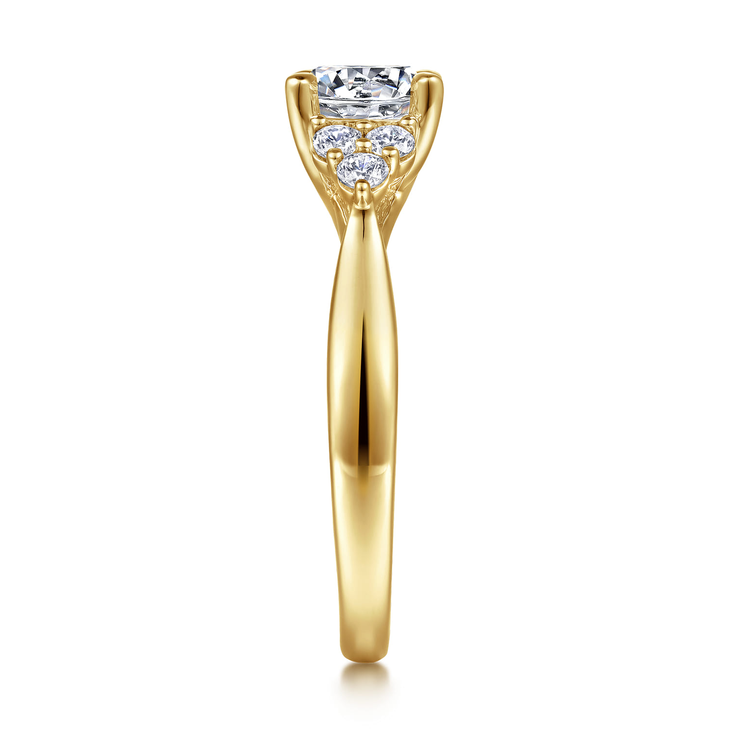 Melia - 14K Yellow Gold Three Stone Cluster Diamond Engagement Ring - 0.25 ct - Shot 5