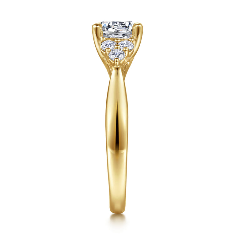 Melia - 14K Yellow Gold Three Stone Cluster Diamond Engagement Ring - 0.25 ct - Shot 5