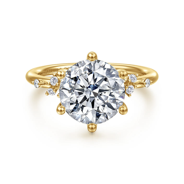 Reena - 14K Yellow Gold Round Diamond Engagement Ring - 0.18 ct - Shot 1