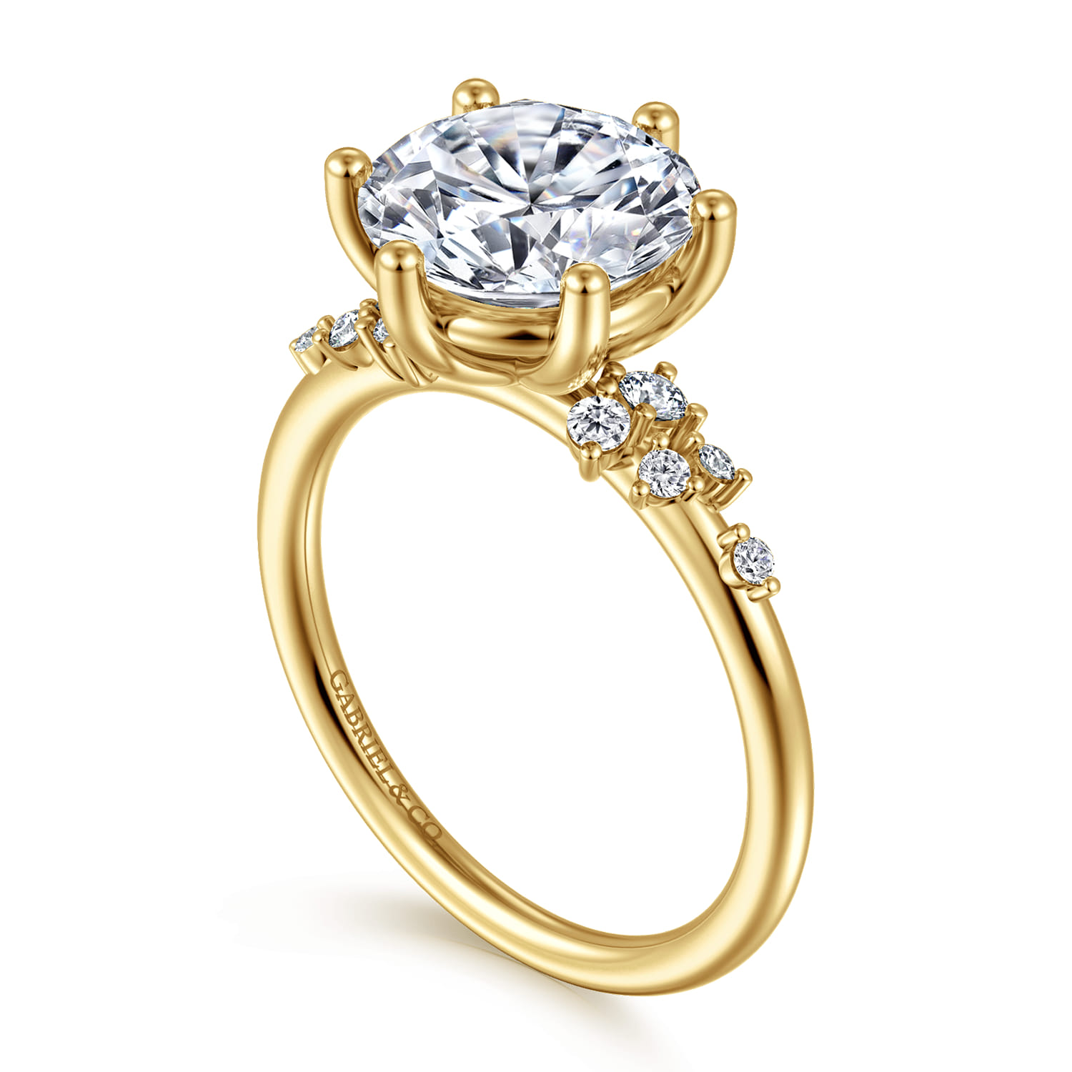 Reena - 14K Yellow Gold Round Diamond Engagement Ring - 0.18 ct - Shot 3