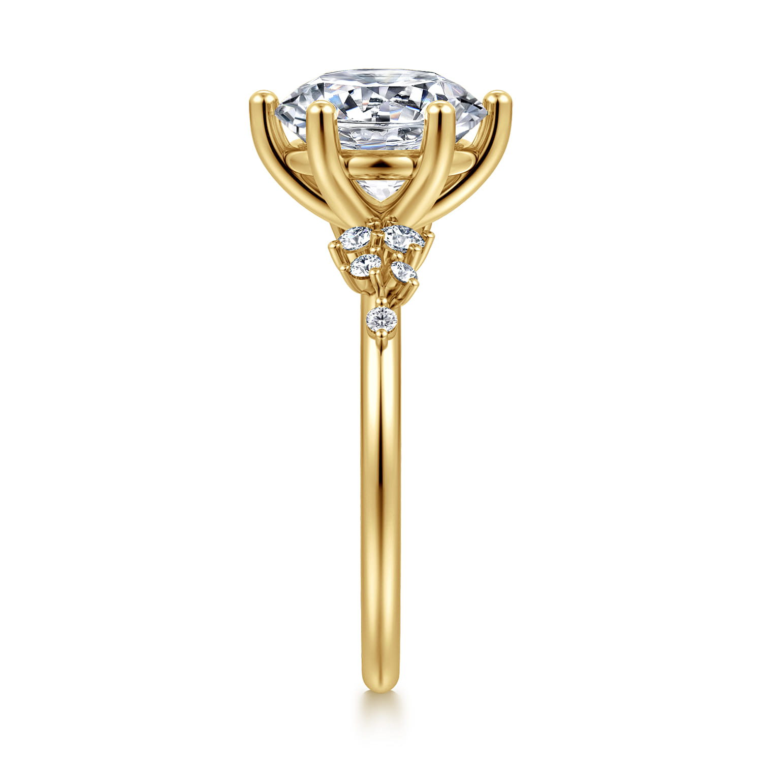 Reena - 14K Yellow Gold Round Diamond Engagement Ring - 0.18 ct - Shot 4