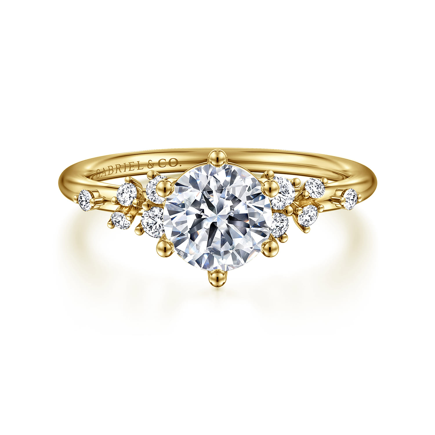 Reena - 14K Yellow Gold 6 Prong Round Diamond Engagement Ring - 0.18 ct - Shot 1
