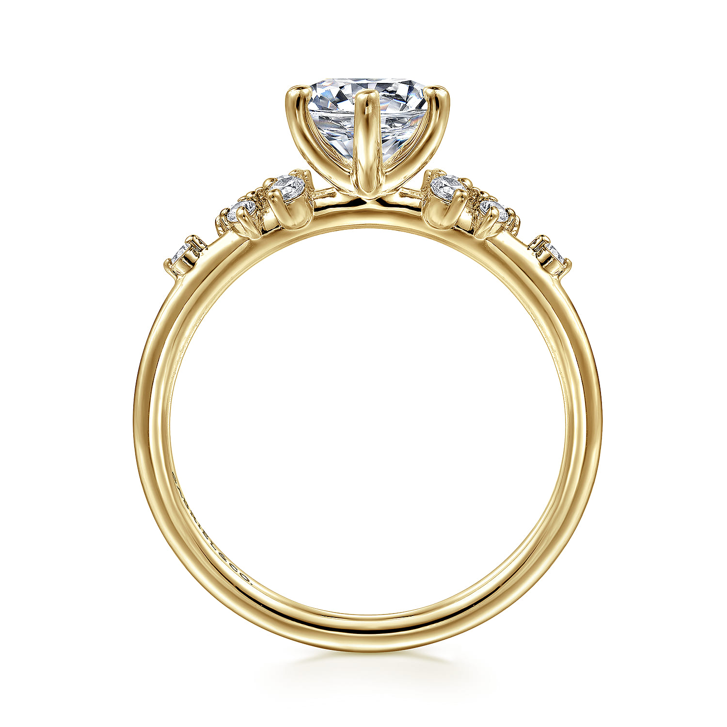 Reena - 14K Yellow Gold 6 Prong Round Diamond Engagement Ring - 0.18 ct - Shot 2