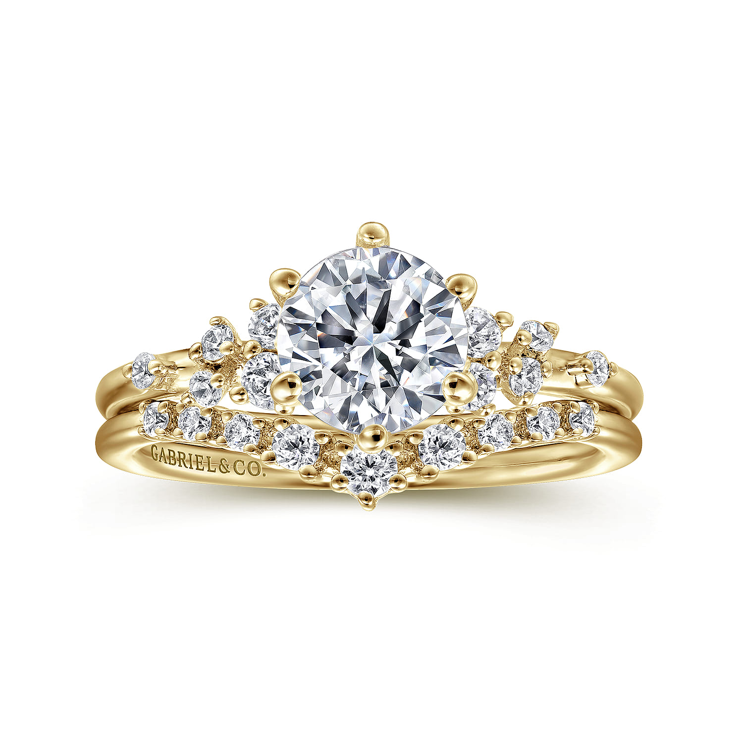 Reena - 14K Yellow Gold 6 Prong Round Diamond Engagement Ring - 0.18 ct - Shot 4
