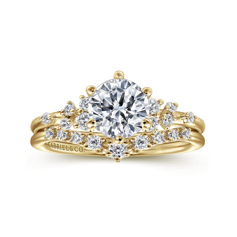 Reena - 14K Yellow Gold 6 Prong Round Diamond Engagement Ring - 0.18 ct - Shot 4