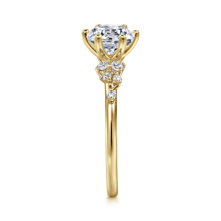 Reena - 14K Yellow Gold 6 Prong Round Diamond Engagement Ring - 0.18 ct - Shot 5