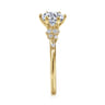 Reena - 14K Yellow Gold 6 Prong Round Diamond Engagement Ring - 0.18 ct