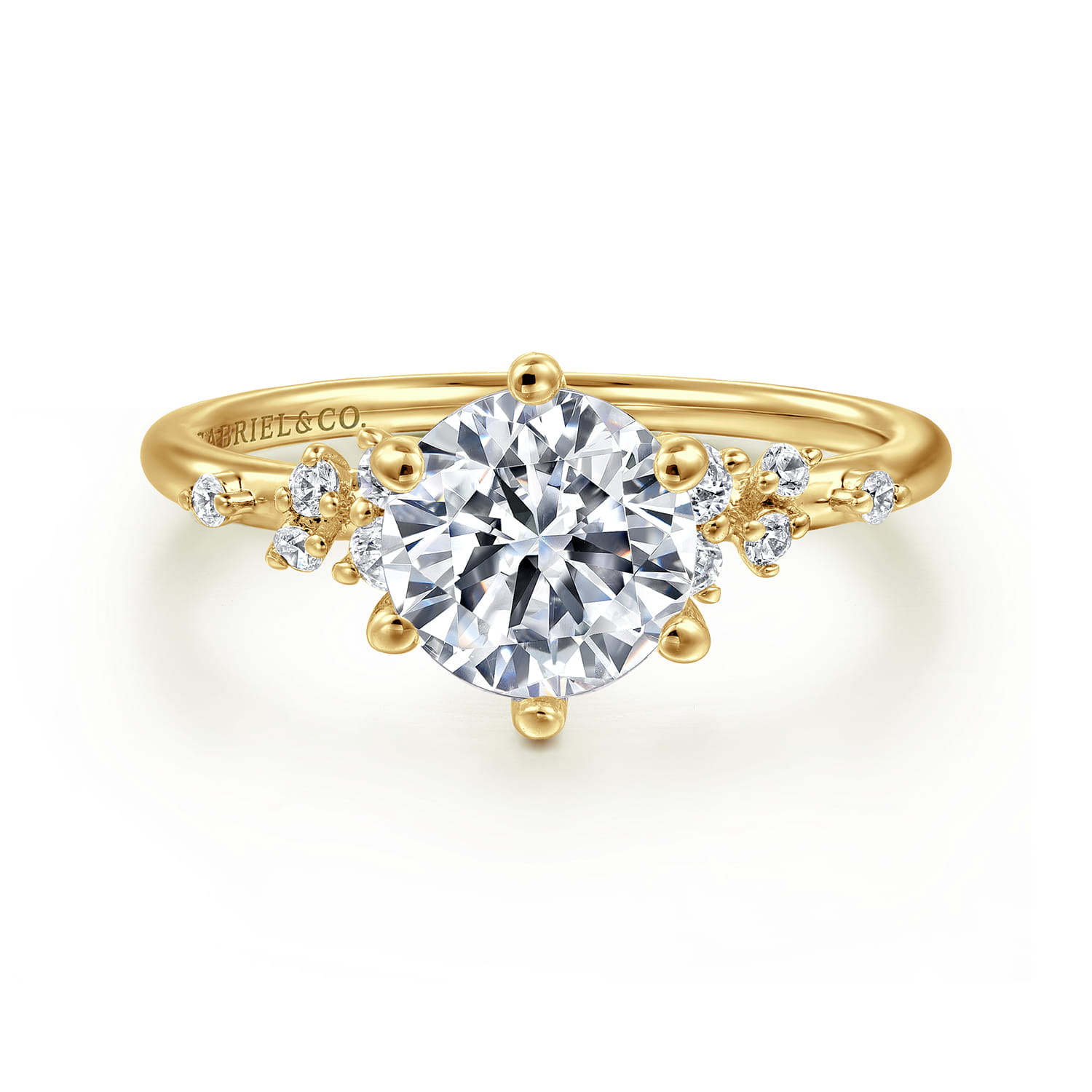 Reena - 14K Yellow Gold Round Diamond Engagement Ring - 0.18 ct - Shot 1
