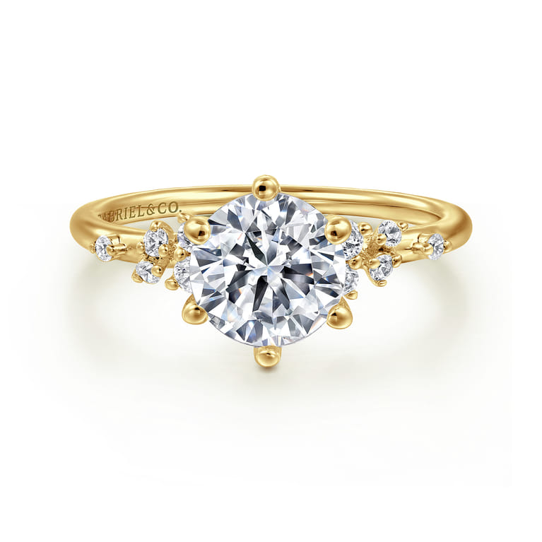 Reena - 14K Yellow Gold Round Diamond Engagement Ring - 0.18 ct - Shot 1