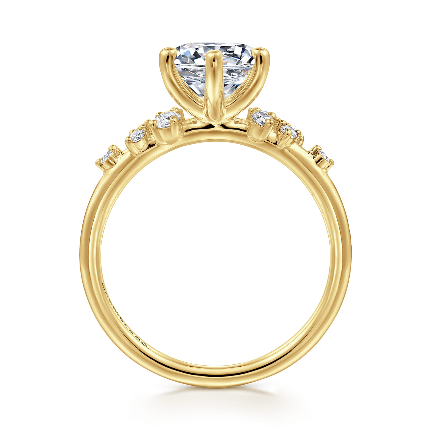 Reena - 14K Yellow Gold Round Diamond Engagement Ring - 0.18 ct - Shot 2