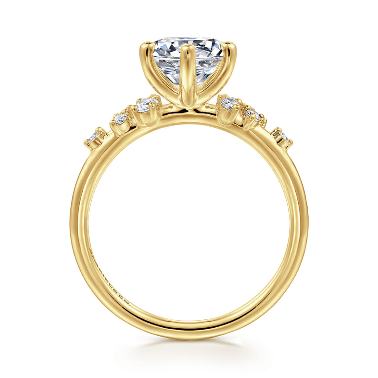 Reena - 14K Yellow Gold Round Diamond Engagement Ring - 0.18 ct - Shot 2
