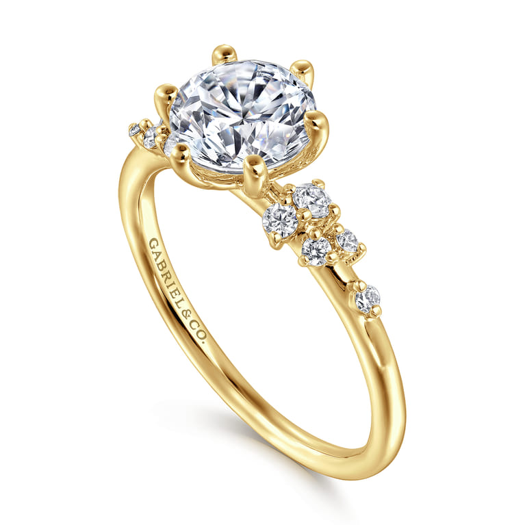 Reena - 14K Yellow Gold Round Diamond Engagement Ring - 0.18 ct - Shot 3