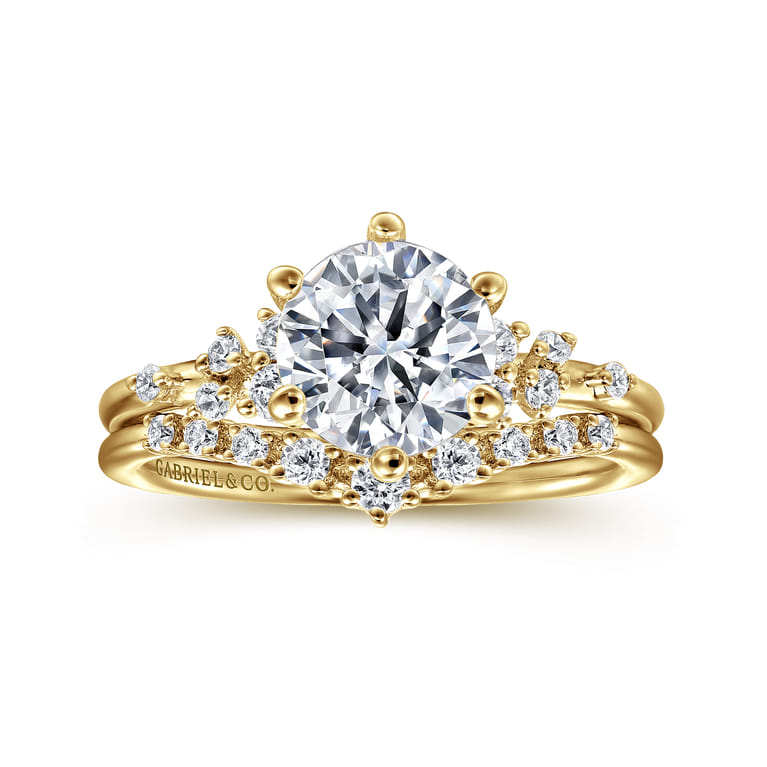 Reena - 14K Yellow Gold Round Diamond Engagement Ring - 0.18 ct - Shot 4